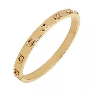 COACH Signature C Hinged Bangle Bracelet Gold Tone